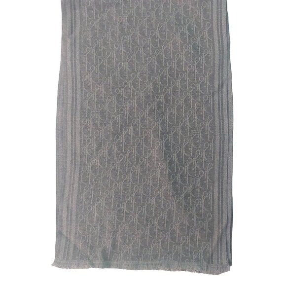 Vintage Christian Dior Monogram Dark Gray & Light Gray Fall Winter Scarf Scarves - Picture 9 of 10